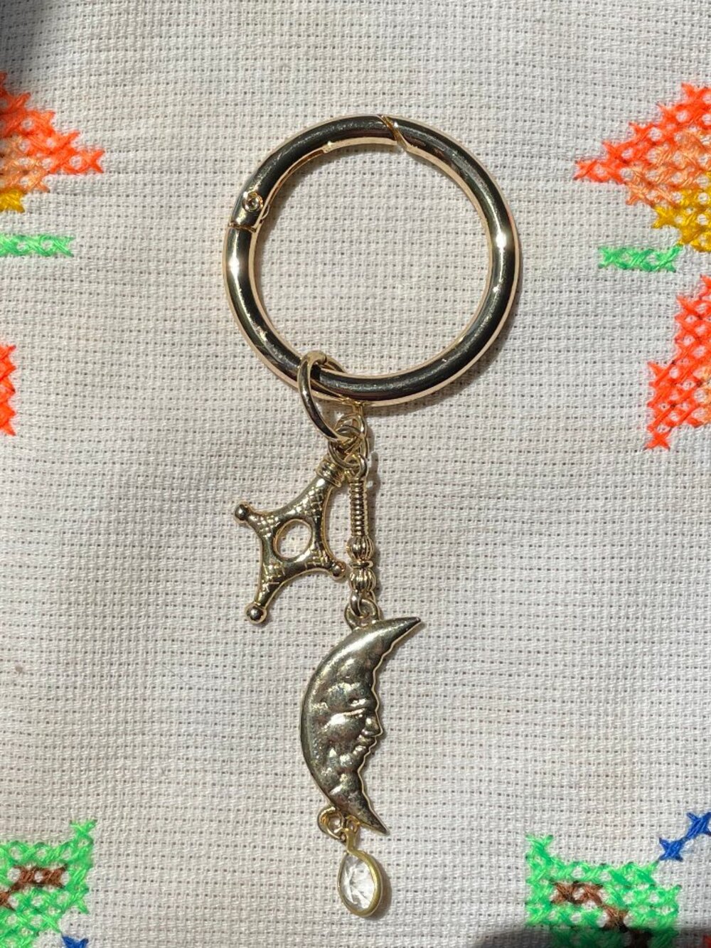 Gold Celestial Moon & Star Bag Charm